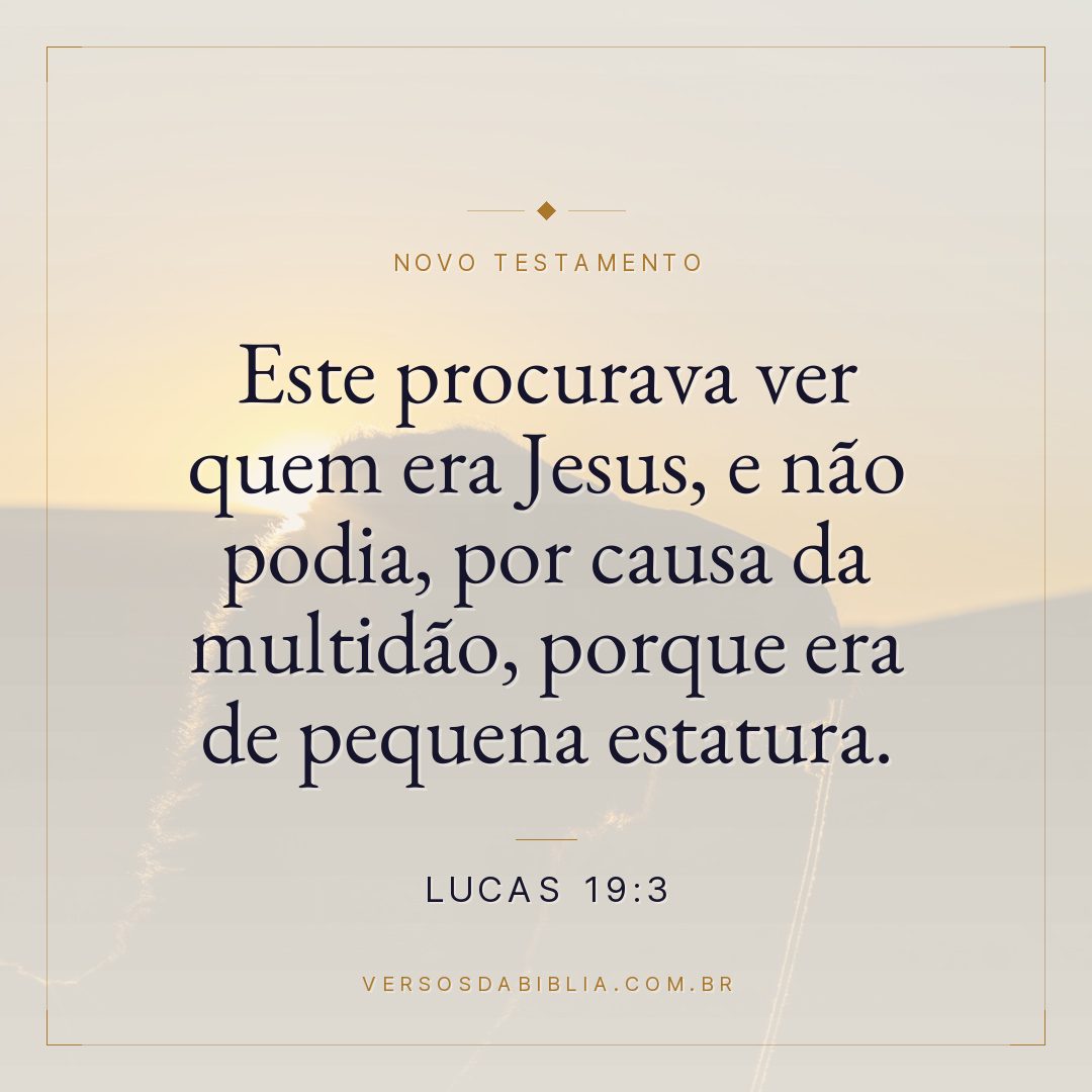 Lucas 19:3 — Este procurava ver quem era Jesus, e não podia, por causa da multidão, porque era de pequena estatura.