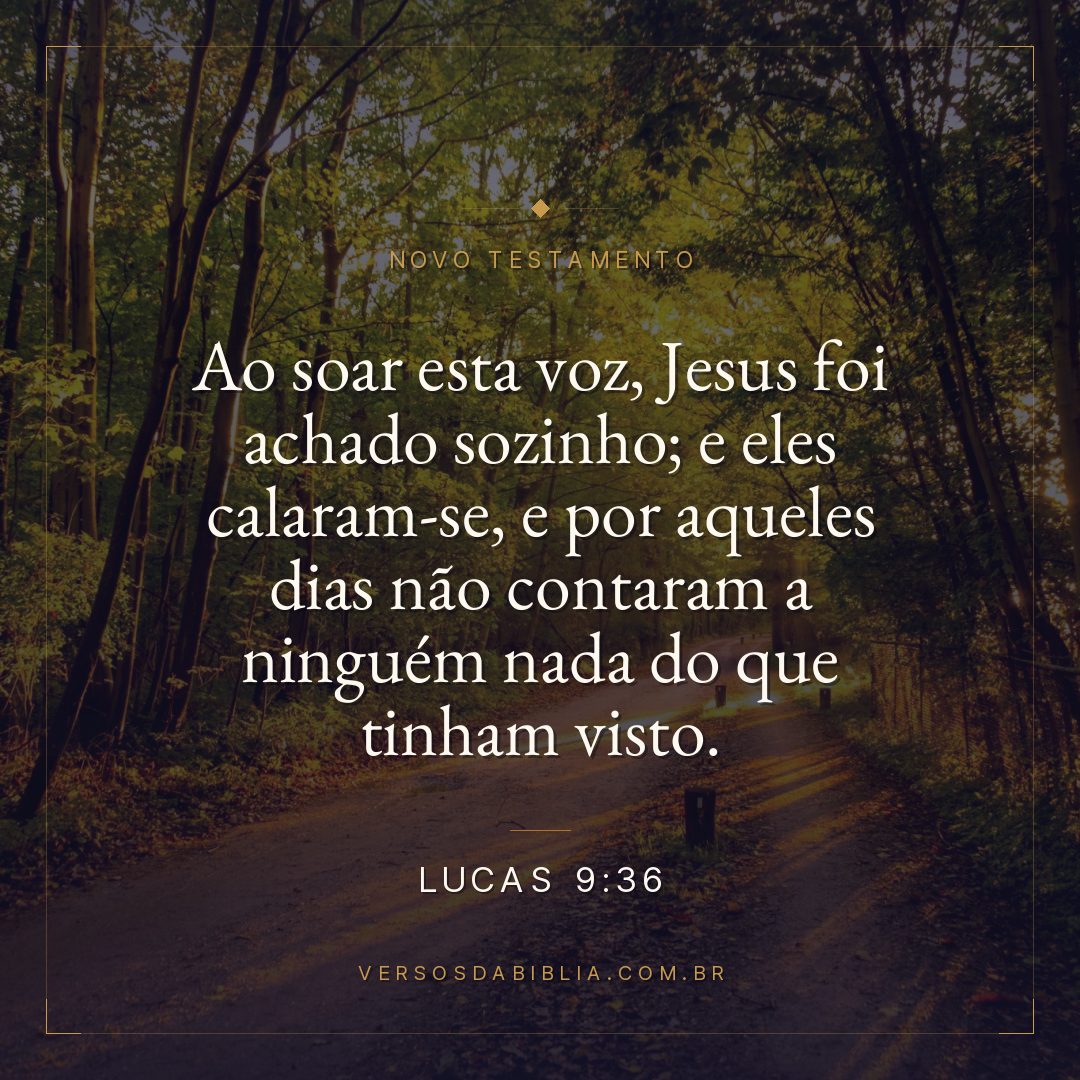 Ao soar esta voz, Jesus foi achado sozinho; e eles calaram-se, e por aqueles dias não contaram a ninguém nada do que tinham visto.