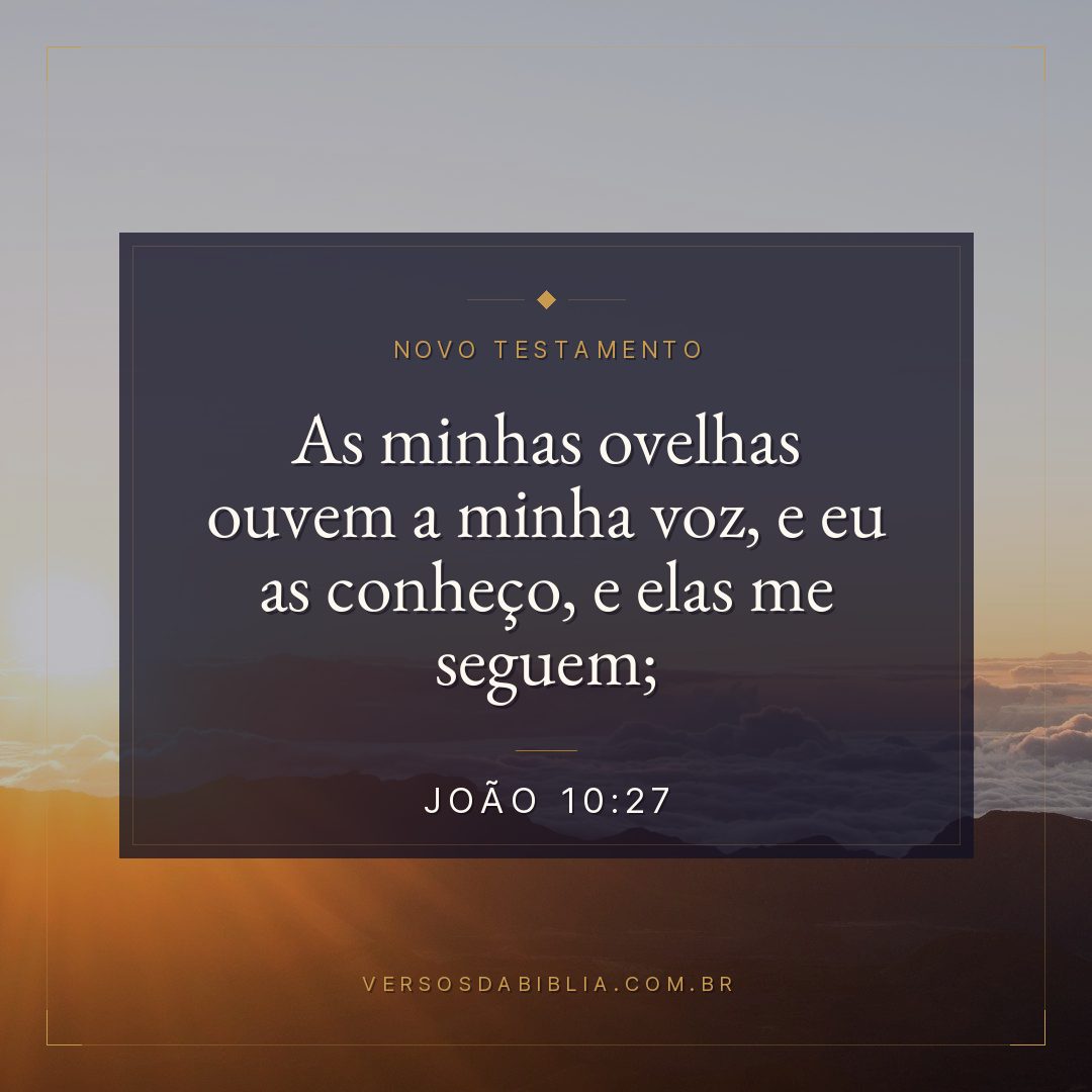 João 10:27 — As minhas ovelhas ouvem a minha voz, e eu as conheço, e elas me seguem;