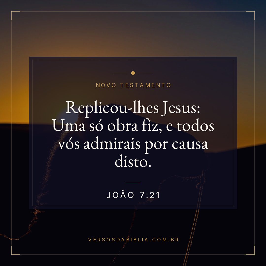 Replicou-lhes Jesus: Uma só obra fiz, e todos vós admirais por causa disto.