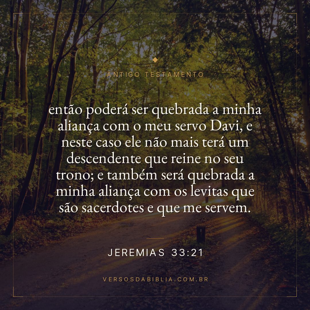 Jeremias - 33 - 21 - então poderá ser quebrada a minha aliança com o meu servo Davi
