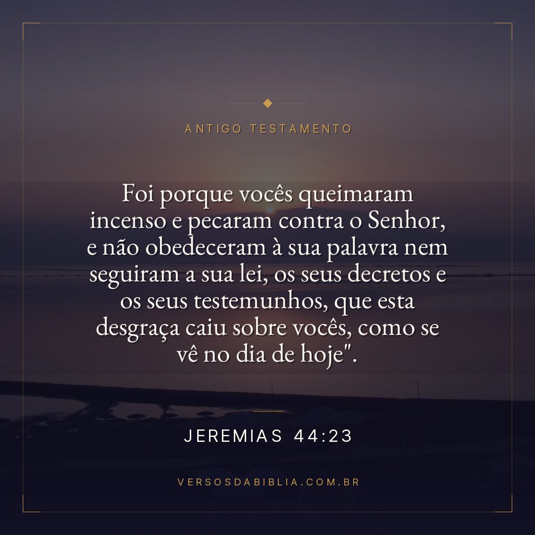 Jeremias - 44 - 23 - Foi porque vocês queimaram incenso e pecaram contra o Senhor