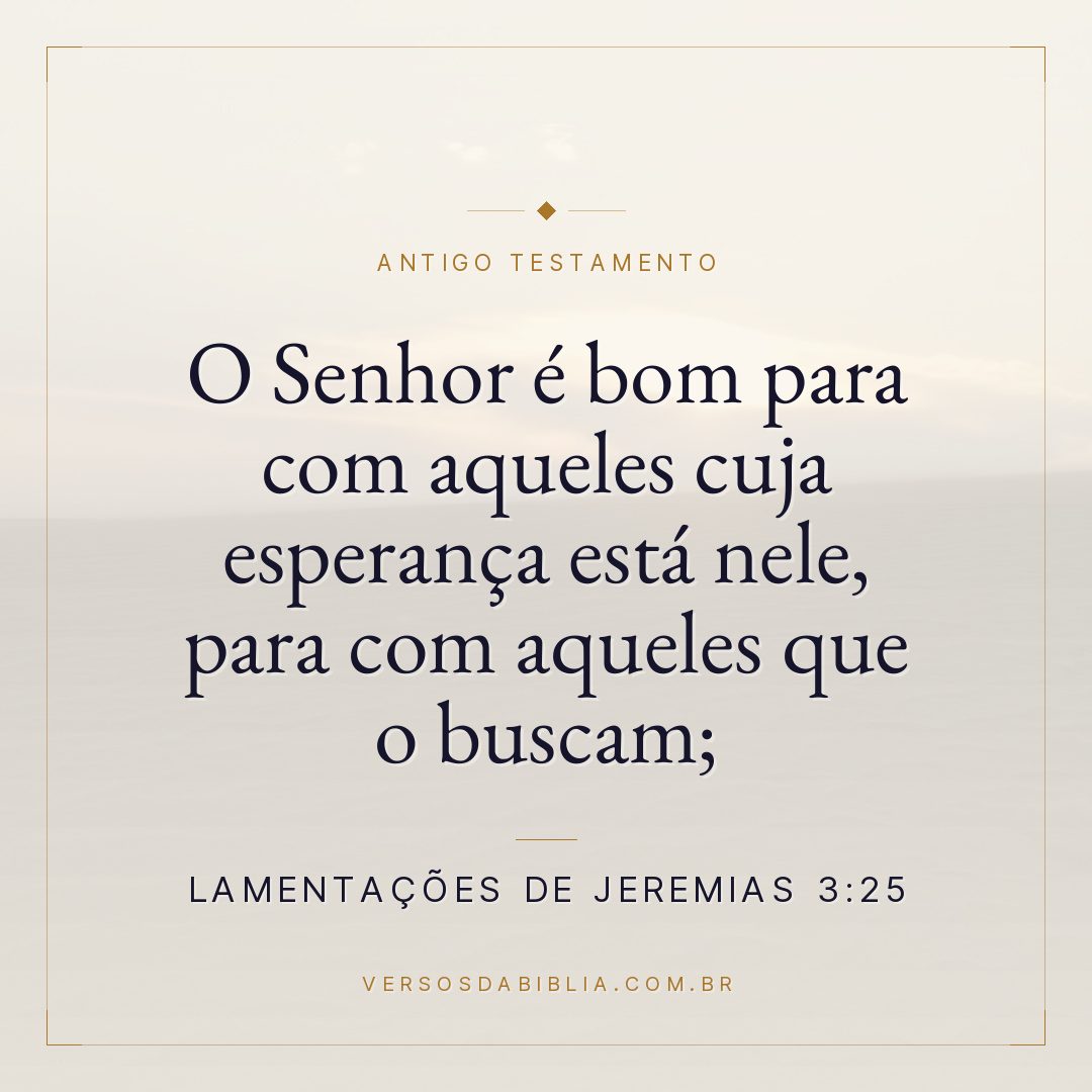 Lamentações de Jeremias - 3 - 25 - O Senhor é bom para com aqueles cuja esperança está nele