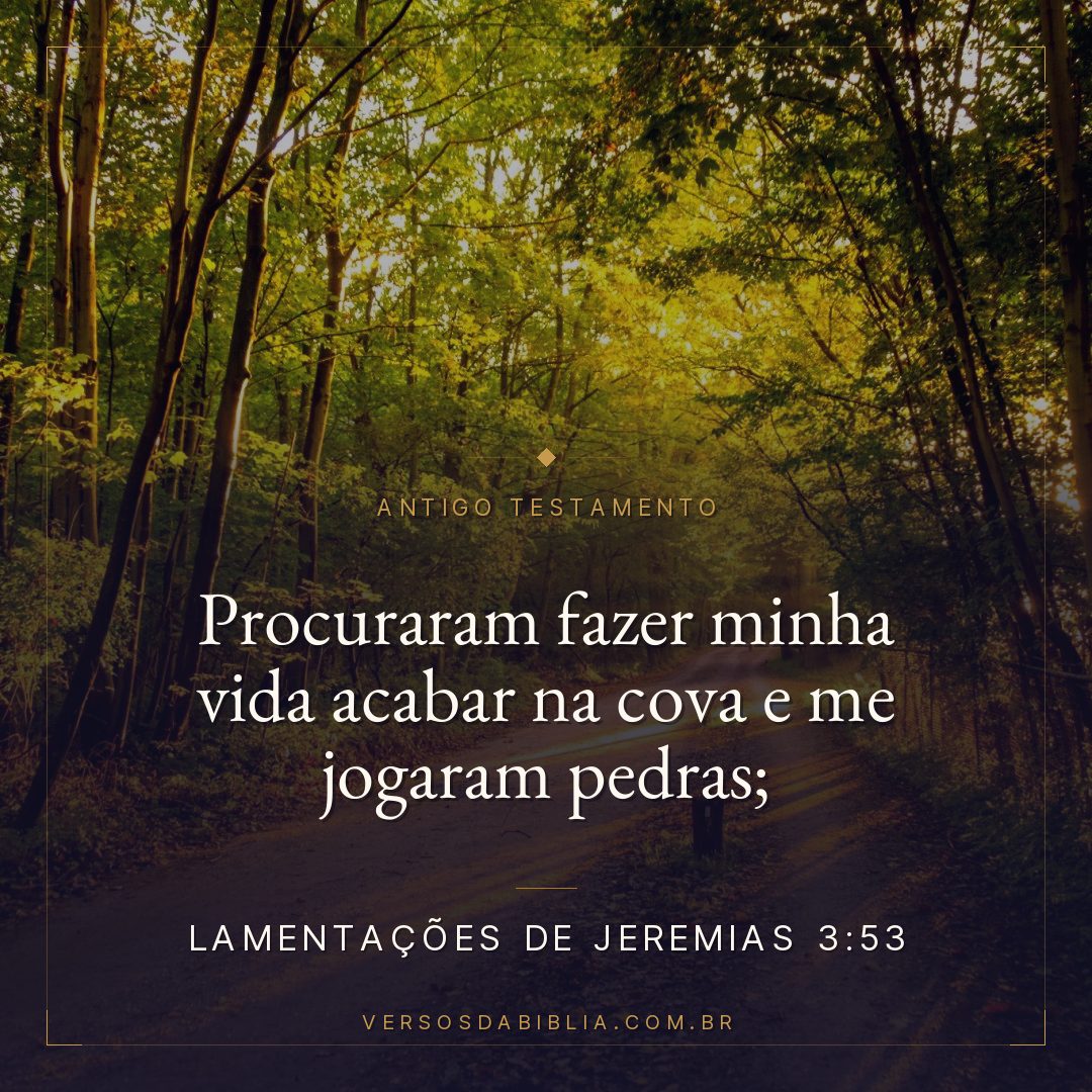 Lamentações de Jeremias - 3 - 53 - Procuraram fazer minha vida acabar na cova e me jogaram pedras;