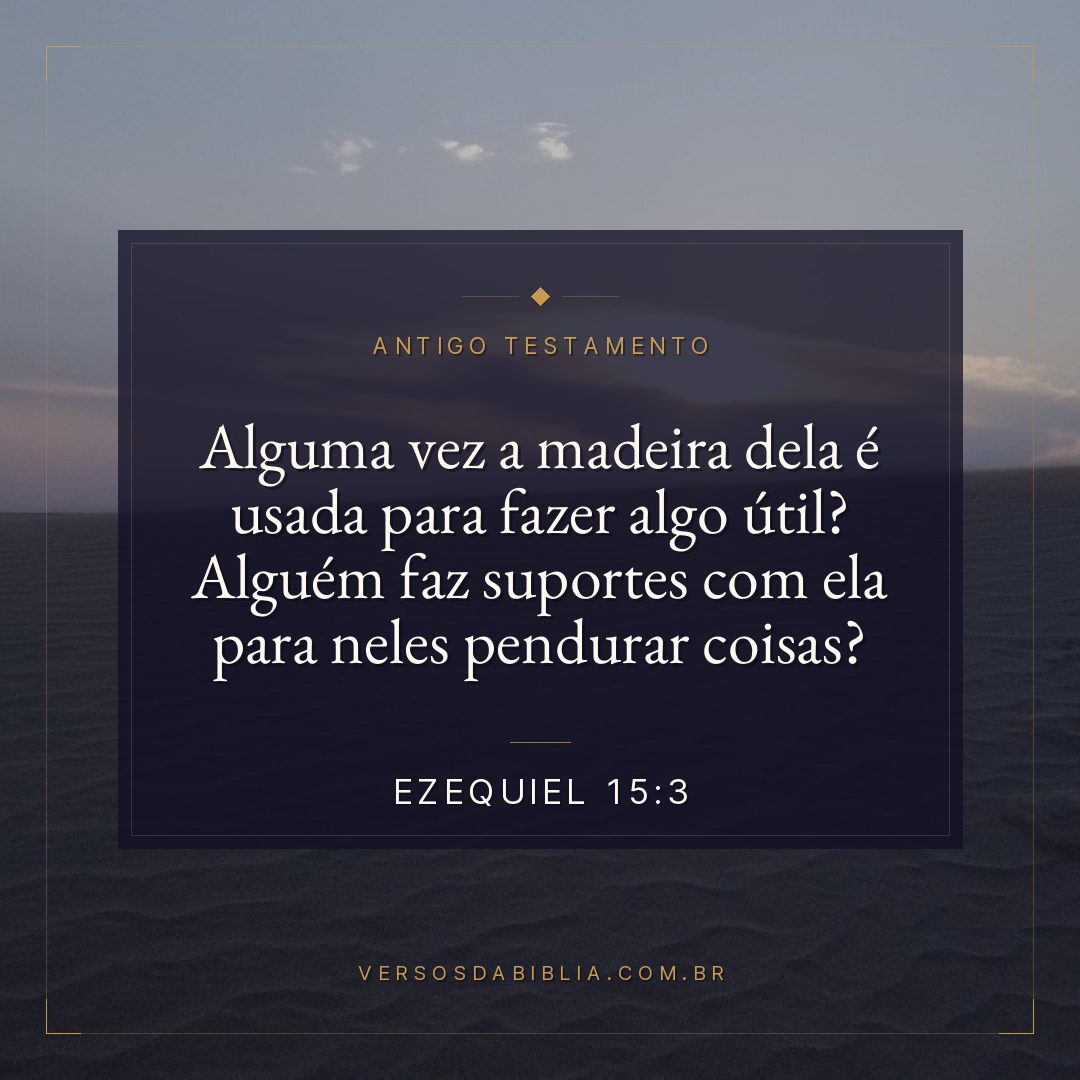 Ezequiel - 15 - 3 - Alguma vez a madeira dela é usada para fazer algo útil? Alguém faz suportes com ela para neles pendurar coisas?