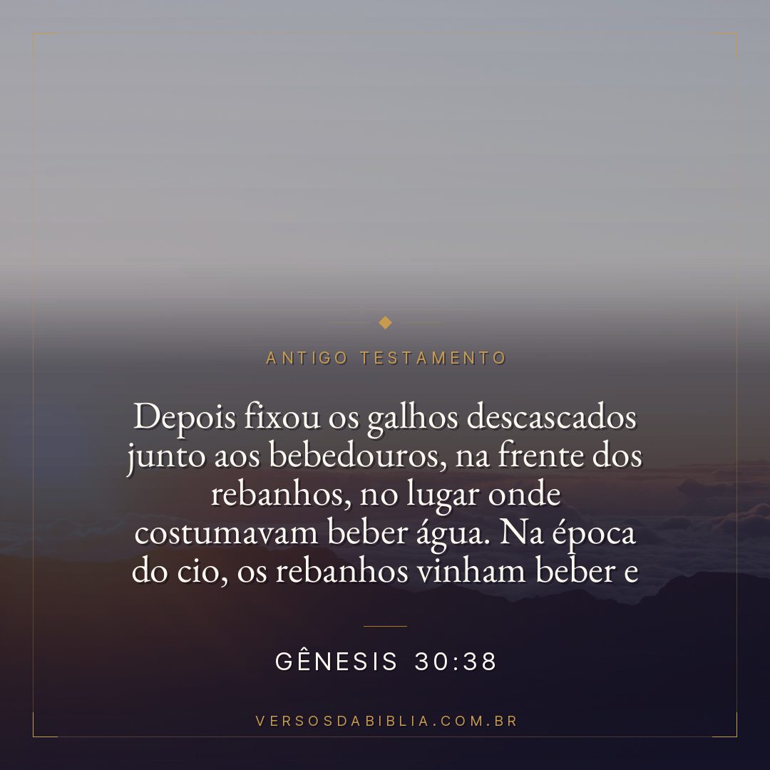 Gênesis - 30 - 38 - Depois fixou os galhos descascados junto aos bebedouros